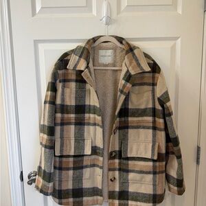 American Eagle Outfitters Plaid Sherpa-Lined Jacket